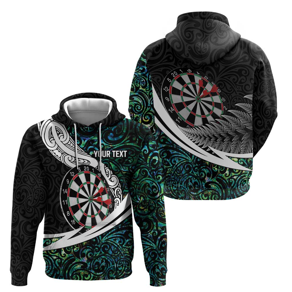 Personalized NZ Darts Zip Hoodie Paua Shell Maori Koru Whakairo LT7 - Polynesian Pride