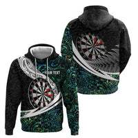 Personalized NZ Darts Zip Hoodie Paua Shell Maori Koru Whakairo LT7 - Polynesian Pride