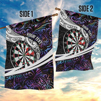 Personalized NZ Darts Garden Flag Paua Shell Maori Koru Whakairo - Purple LT7 - Polynesian Pride