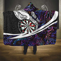 Personalized NZ Darts Hooded Blanket Paua Shell Maori Koru Whakairo - Purple LT7 - Polynesian Pride