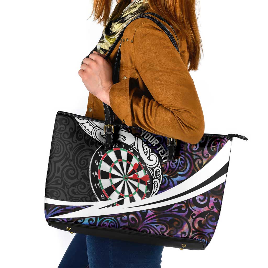 Personalized NZ Darts Leather Tote Bag Paua Shell Maori Koru Whakairo - Purple LT7 Purple - Polynesian Pride