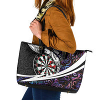 Personalized NZ Darts Leather Tote Bag Paua Shell Maori Koru Whakairo - Purple LT7 Purple - Polynesian Pride