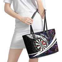 Personalized NZ Darts Leather Tote Bag Paua Shell Maori Koru Whakairo - Purple LT7 - Polynesian Pride