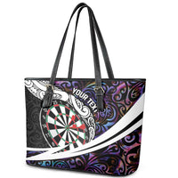 Personalized NZ Darts Leather Tote Bag Paua Shell Maori Koru Whakairo - Purple LT7 - Polynesian Pride