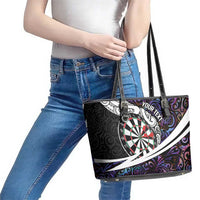 Personalized NZ Darts Leather Tote Bag Paua Shell Maori Koru Whakairo - Purple LT7 - Polynesian Pride