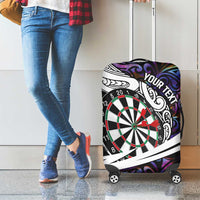 Personalized NZ Darts Luggage Cover Paua Shell Maori Koru Whakairo - Purple LT7 - Polynesian Pride