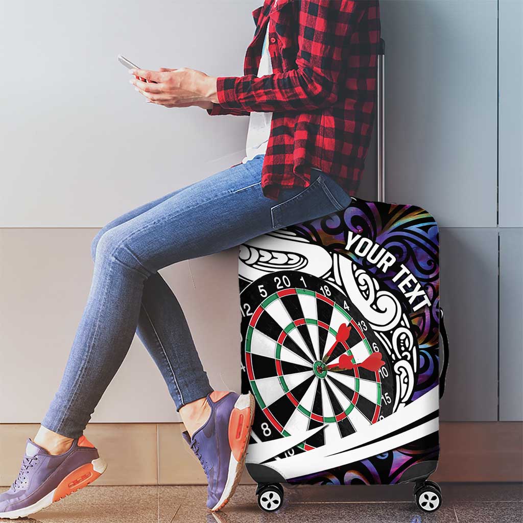 Personalized NZ Darts Luggage Cover Paua Shell Maori Koru Whakairo - Purple LT7 - Polynesian Pride