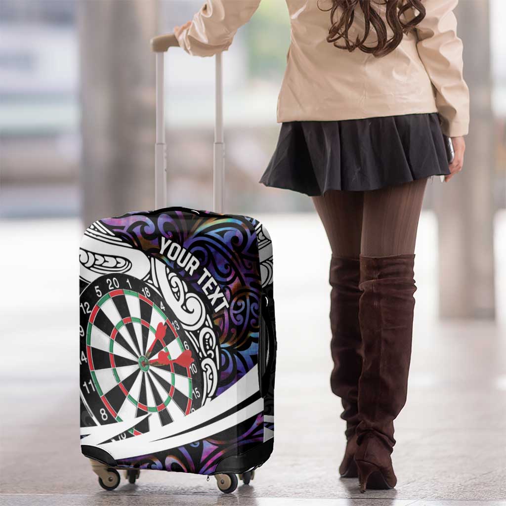 Personalized NZ Darts Luggage Cover Paua Shell Maori Koru Whakairo - Purple LT7 - Polynesian Pride