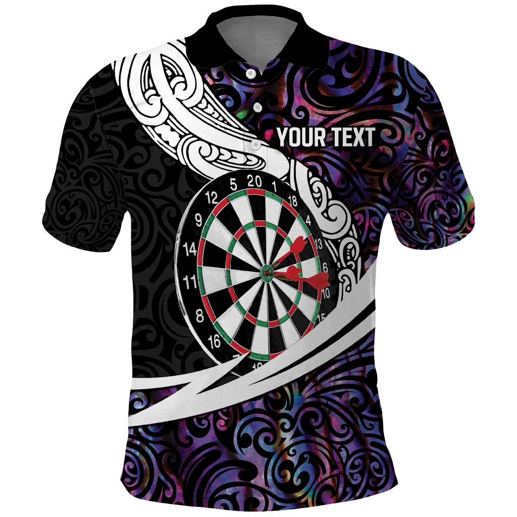 Personalized NZ Darts Polo Shirt Paua Shell Maori Koru Whakairo - Purple LT7 Purple - Polynesian Pride