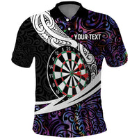 Personalized NZ Darts Polo Shirt Paua Shell Maori Koru Whakairo - Purple LT7 Purple - Polynesian Pride
