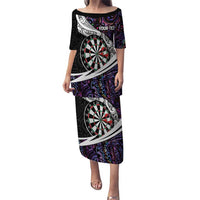 Personalized NZ Darts Puletasi Paua Shell Maori Koru Whakairo - Purple LT7 Long Dress Purple - Polynesian Pride