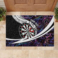Personalized NZ Darts Rubber Doormat Paua Shell Maori Koru Whakairo - Purple LT7 Purple - Polynesian Pride