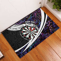 Personalized NZ Darts Rubber Doormat Paua Shell Maori Koru Whakairo - Purple LT7 - Polynesian Pride