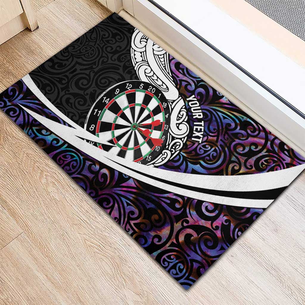 Personalized NZ Darts Rubber Doormat Paua Shell Maori Koru Whakairo - Purple LT7 - Polynesian Pride