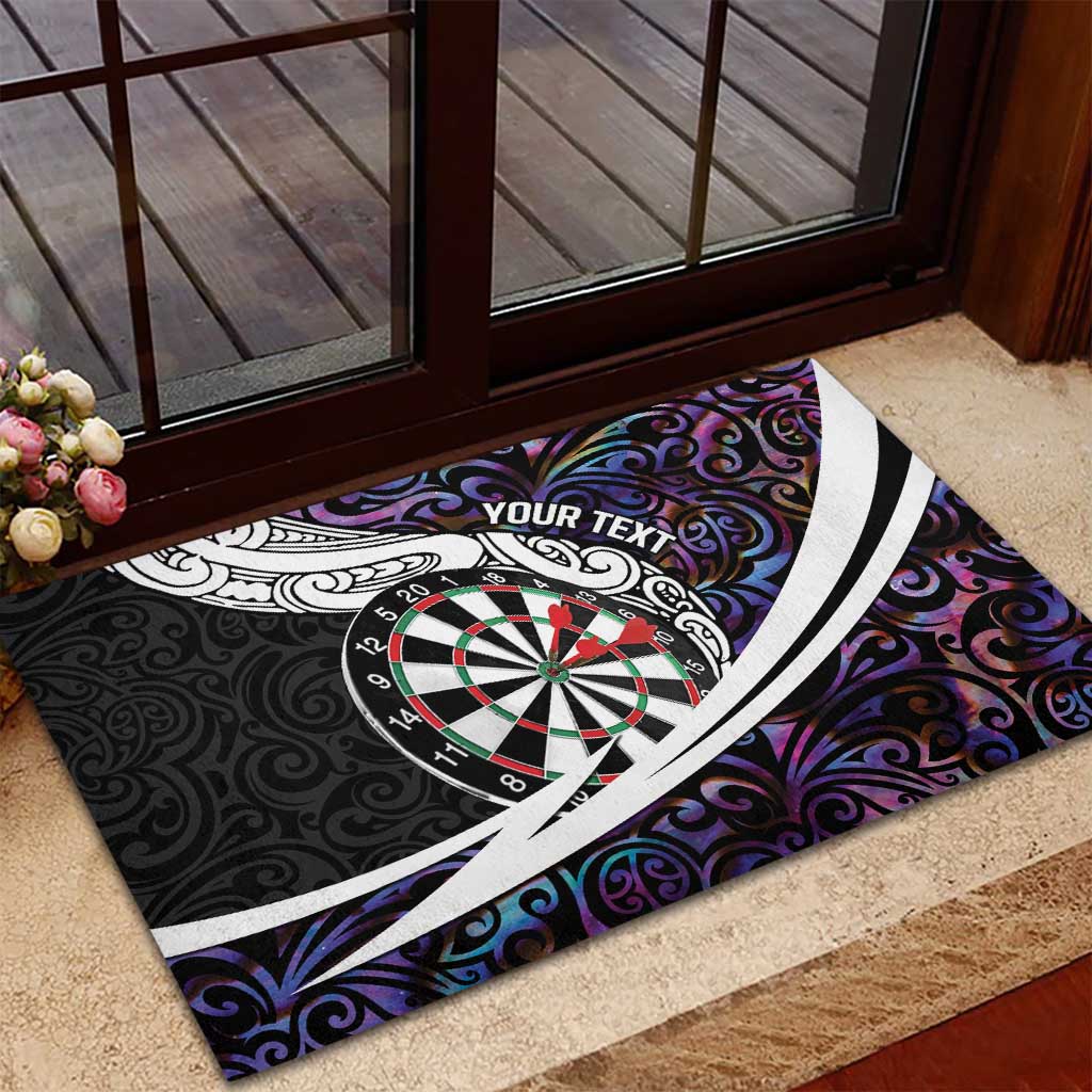Personalized NZ Darts Rubber Doormat Paua Shell Maori Koru Whakairo - Purple LT7 - Polynesian Pride