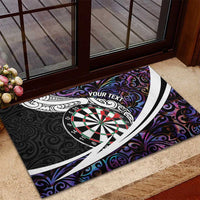 Personalized NZ Darts Rubber Doormat Paua Shell Maori Koru Whakairo - Purple LT7 - Polynesian Pride
