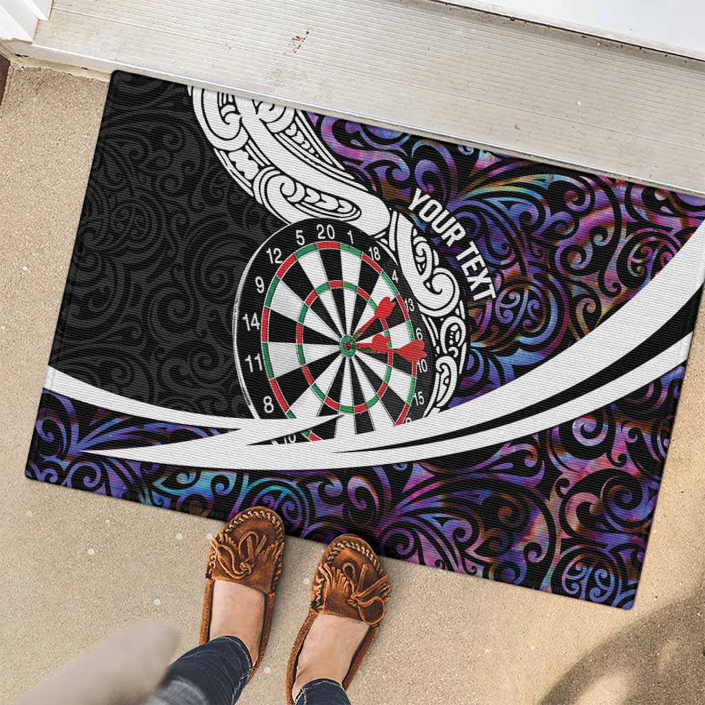 Personalized NZ Darts Rubber Doormat Paua Shell Maori Koru Whakairo - Purple LT7 - Polynesian Pride