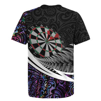 Personalized NZ Darts Rugby Jersey Paua Shell Maori Koru Whakairo - Purple LT7 - Polynesian Pride