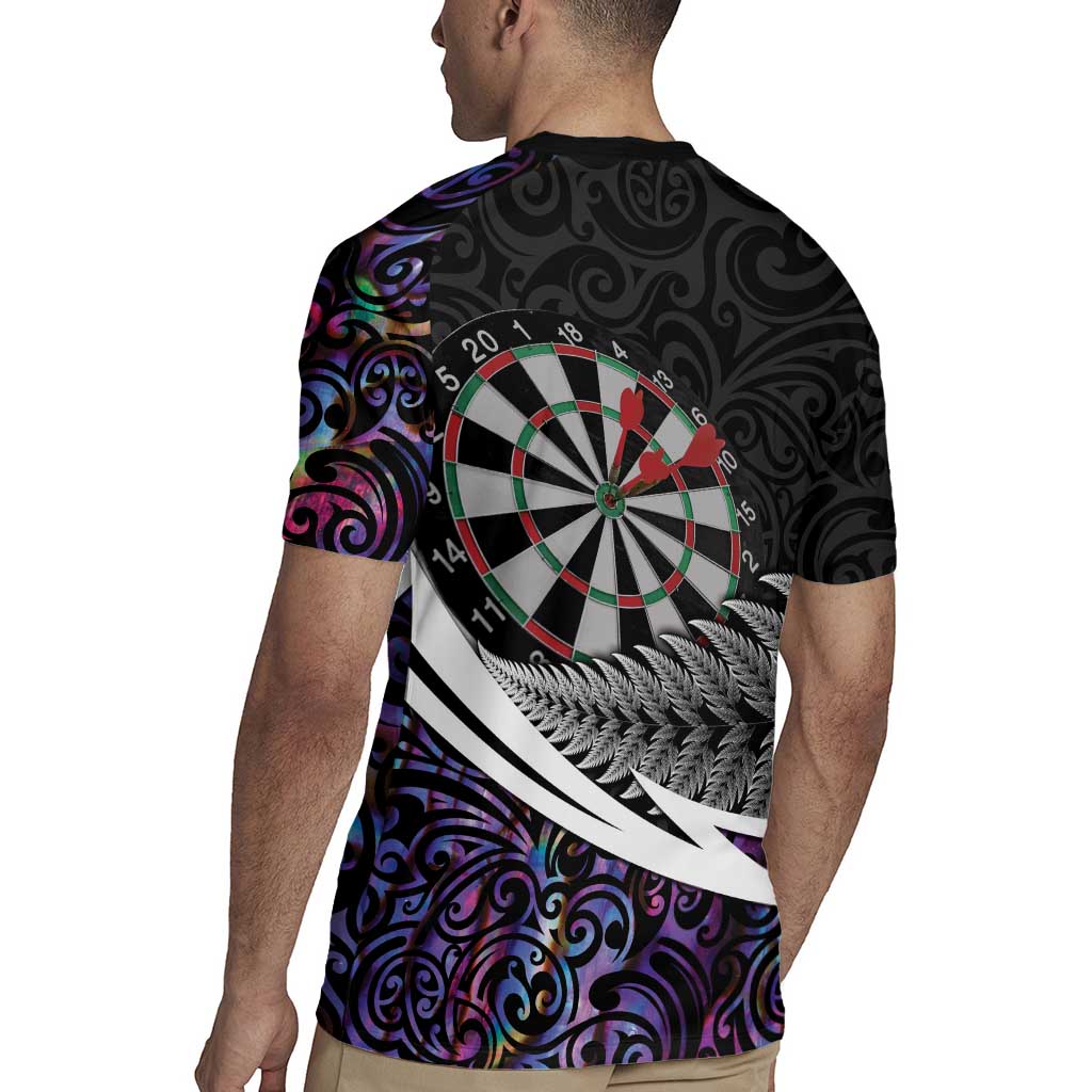 Personalized NZ Darts Rugby Jersey Paua Shell Maori Koru Whakairo - Purple LT7 - Polynesian Pride