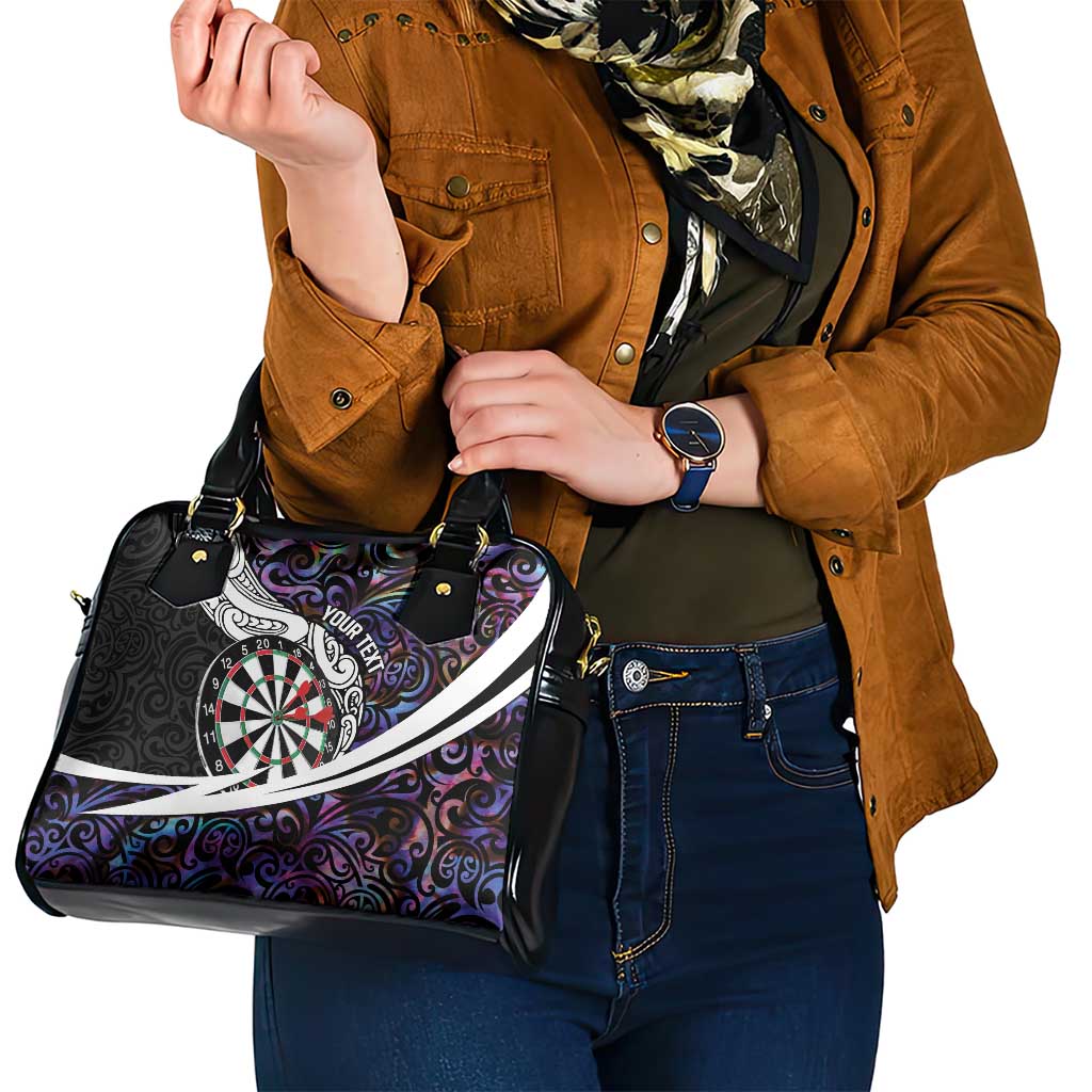 Personalized NZ Darts Shoulder Handbag Paua Shell Maori Koru Whakairo - Purple LT7 - Polynesian Pride