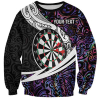 Personalized NZ Darts Sweatshirt Paua Shell Maori Koru Whakairo - Purple LT7 Unisex Purple - Polynesian Pride