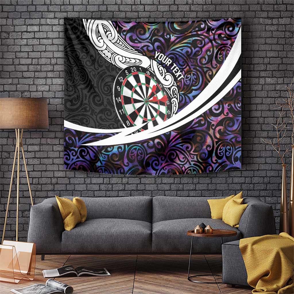 Personalized NZ Darts Tapestry Paua Shell Maori Koru Whakairo - Purple LT7 Purple - Polynesian Pride