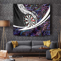 Personalized NZ Darts Tapestry Paua Shell Maori Koru Whakairo - Purple LT7 Purple - Polynesian Pride