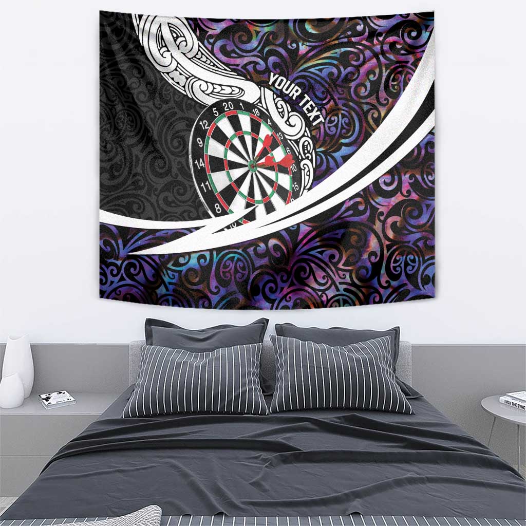 Personalized NZ Darts Tapestry Paua Shell Maori Koru Whakairo - Purple LT7 - Polynesian Pride