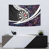 Personalized NZ Darts Tapestry Paua Shell Maori Koru Whakairo - Purple LT7 - Polynesian Pride