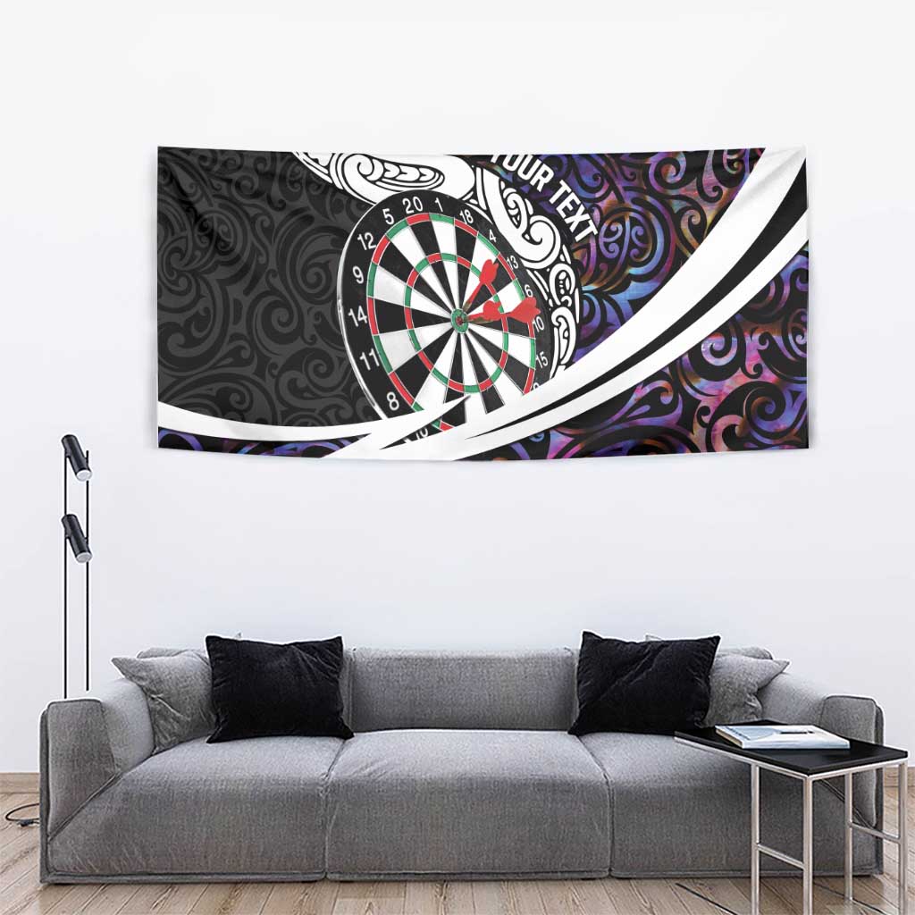 Personalized NZ Darts Tapestry Paua Shell Maori Koru Whakairo - Purple LT7 - Polynesian Pride