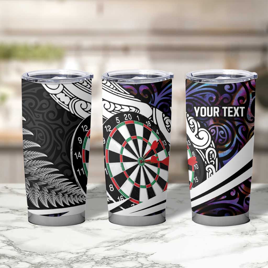 Personalized NZ Darts Tumbler Cup Paua Shell Maori Koru Whakairo - Purple LT7 - Polynesian Pride