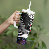 Personalized NZ Darts Tumbler With Handle Paua Shell Maori Koru Whakairo - Purple LT7 - Polynesian Pride