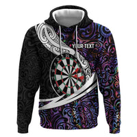 Personalized NZ Darts Zip Hoodie Paua Shell Maori Koru Whakairo - Purple LT7 Pullover Hoodie Purple - Polynesian Pride