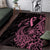 Polynesian Pink Power Area Rug Breast Cancer Ribbon Turtle and Flowers