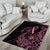 Polynesian Pink Power Area Rug Breast Cancer Ribbon Turtle and Flowers