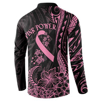 Polynesian Pink Power Button Sweatshirt Breast Cancer Ribbon Turtle and Flowers LT7 - Polynesian Pride