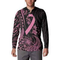 Polynesian Pink Power Button Sweatshirt Breast Cancer Ribbon Turtle and Flowers LT7 - Polynesian Pride