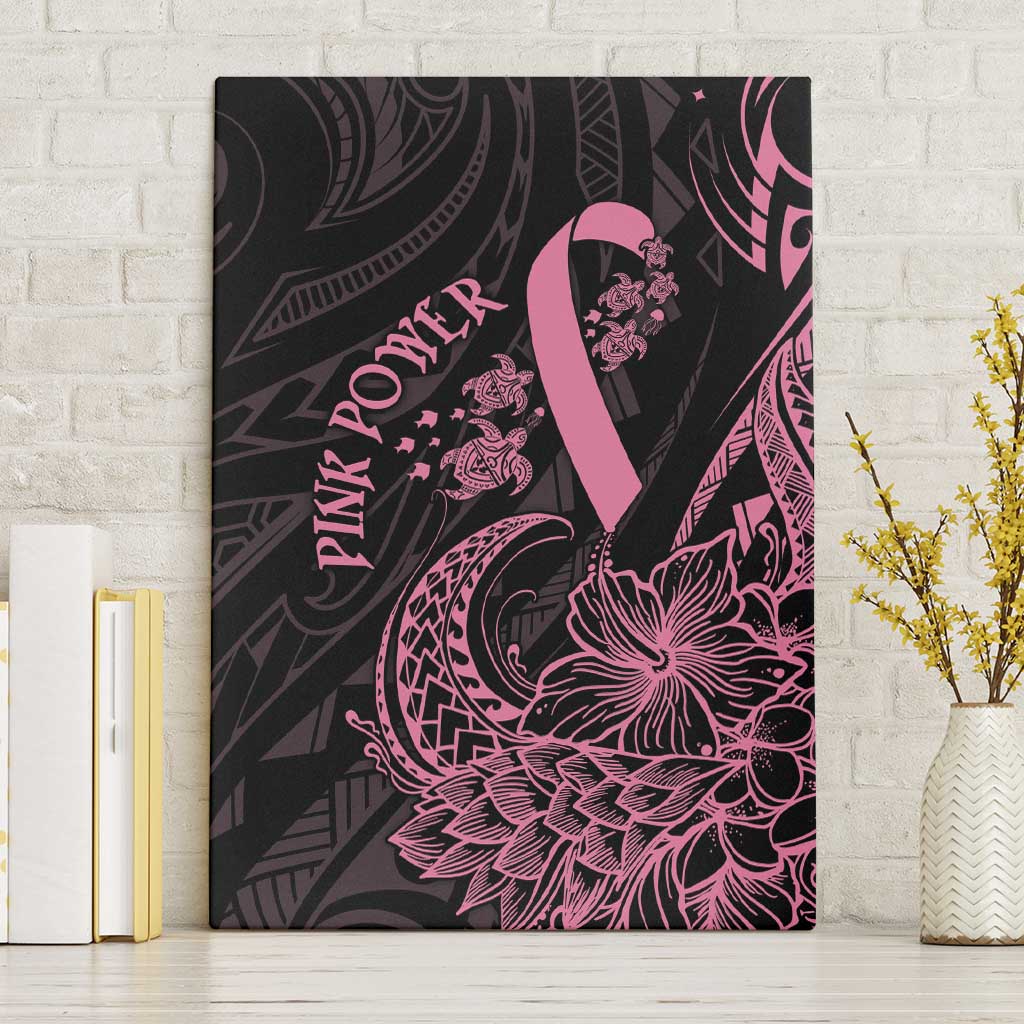 Polynesian Pink Power Canvas Wall Art Breast Cancer Ribbon Turtle and Flowers LT7 Without Frame Pink - Polynesian Pride