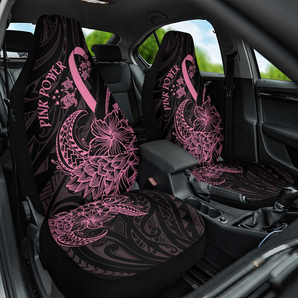 Polynesian Pink Power Car Seat Cover Breast Cancer Ribbon Turtle and Flowers LT7 One Size Pink - Polynesian Pride