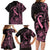 Polynesian Pink Power Family Matching Long Sleeve Bodycon Dress and Hawaiian Shirt Breast Cancer Ribbon Turtle and Flowers