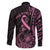 Polynesian Pink Power Family Matching Long Sleeve Bodycon Dress and Hawaiian Shirt Breast Cancer Ribbon Turtle and Flowers