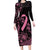 Polynesian Pink Power Family Matching Long Sleeve Bodycon Dress and Hawaiian Shirt Breast Cancer Ribbon Turtle and Flowers