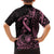 Polynesian Pink Power Family Matching Off Shoulder Maxi Dress and Hawaiian Shirt Breast Cancer Ribbon Turtle and Flowers