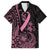 Polynesian Pink Power Family Matching Off Shoulder Short Dress and Hawaiian Shirt Breast Cancer Ribbon Turtle and Flowers