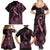 Polynesian Pink Power Family Matching Summer Maxi Dress and Hawaiian Shirt Breast Cancer Ribbon Turtle and Flowers