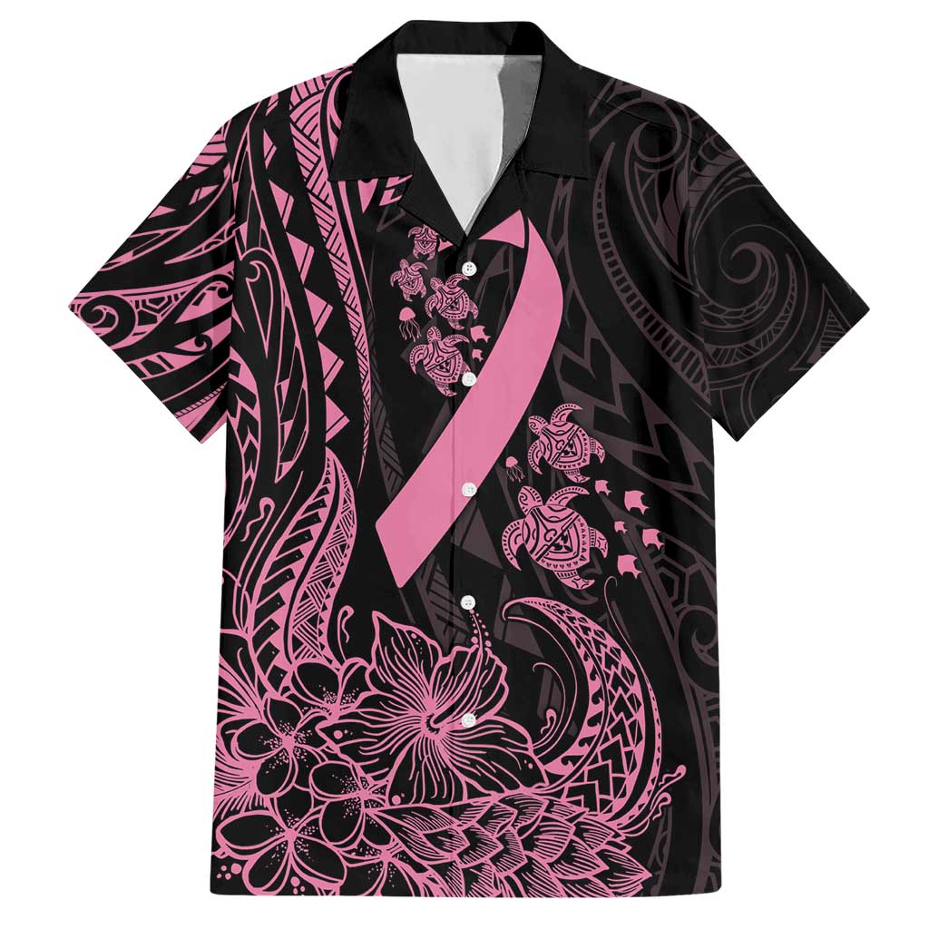Polynesian Pink Power Hawaiian Shirt Breast Cancer Ribbon Turtle and Flowers LT7 Pink - Polynesian Pride