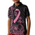 Polynesian Pink Power Kid Polo Shirt Breast Cancer Ribbon Turtle and Flowers