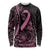 Polynesian Pink Power Long Sleeve Shirt Breast Cancer Ribbon Turtle and Flowers