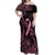 Polynesian Pink Power Off Shoulder Maxi Dress Breast Cancer Ribbon Turtle and Flowers