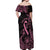 Polynesian Pink Power Off Shoulder Maxi Dress Breast Cancer Ribbon Turtle and Flowers